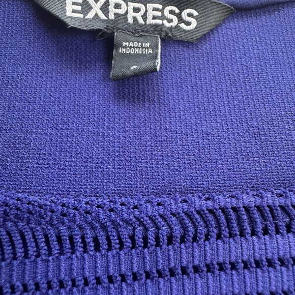 Express Midi Royal Blue Bodycon Body shape W Mesh Cutouts Dress Sz 2 - Picture 14 of 14